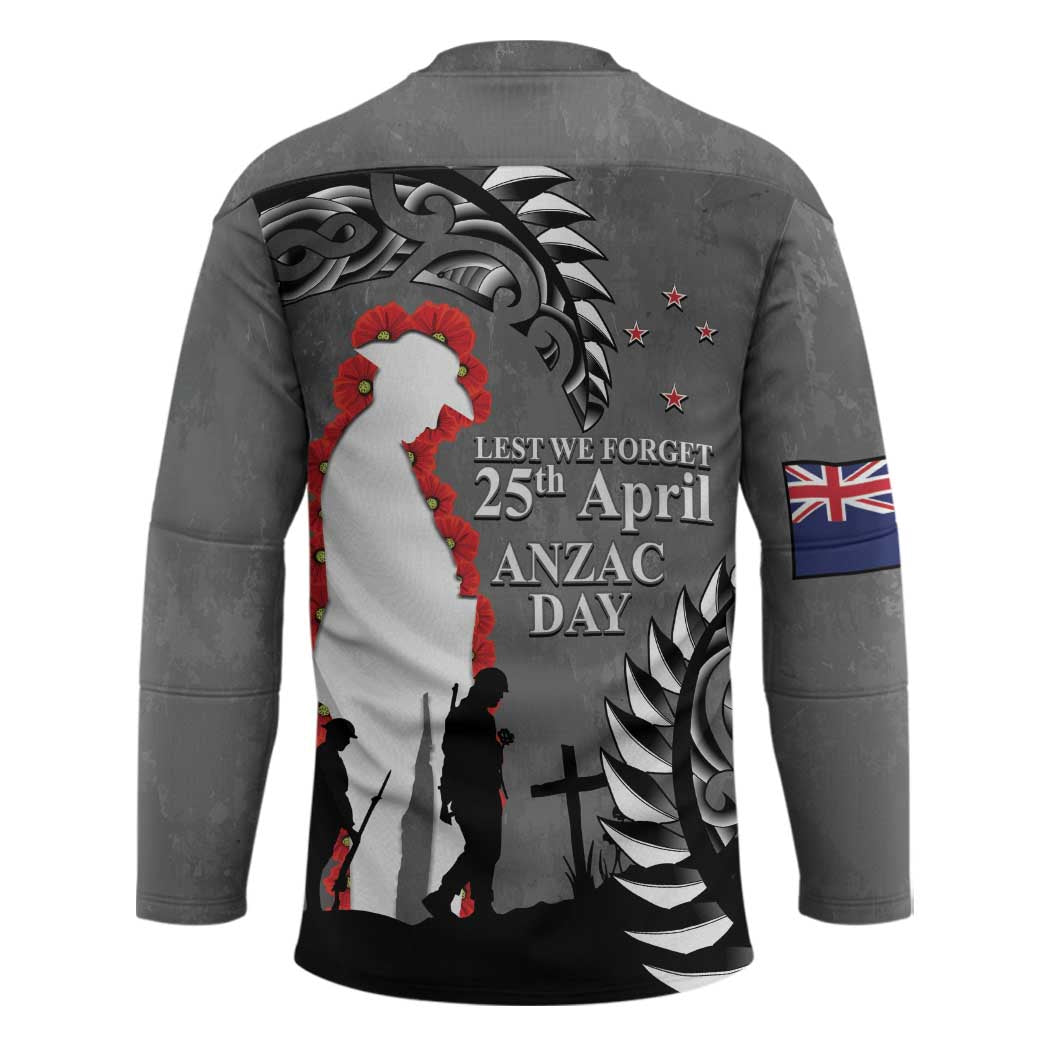 New Zealand ANZAC Day Hockey Jersey 25th April Silver Fern With Poppy - Aussie Hoodie