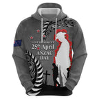 New Zealand ANZAC Day Hoodie 25th April Silver Fern With Poppy