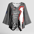 New Zealand ANZAC Day Kimono Sleeve Blouse 25th April Silver Fern With Poppy - Aussie Hoodie