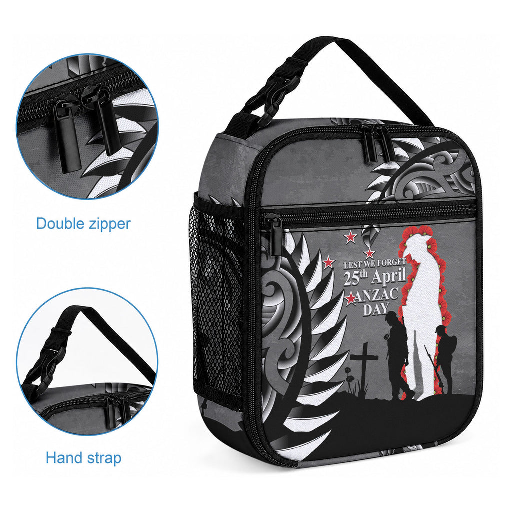 New Zealand ANZAC Day Lunch Bag 25th April Silver Fern With Poppy