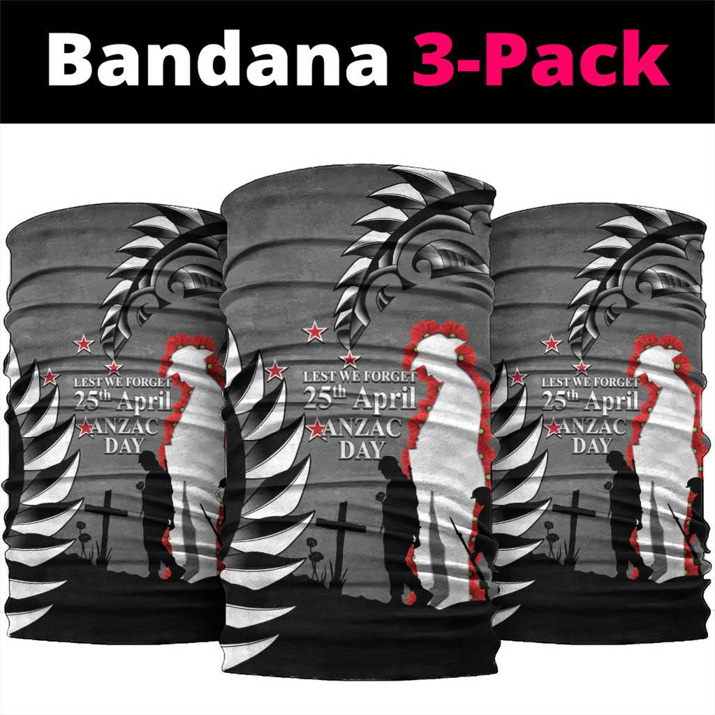 New Zealand ANZAC Day Neck Gaiter 25th April Silver Fern With Poppy - Aussie Hoodie