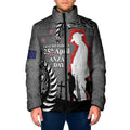 New Zealand ANZAC Day Padded Jacket 25th April Silver Fern With Poppy - Aussie Hoodie