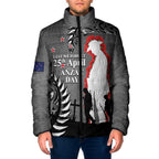 New Zealand ANZAC Day Padded Jacket 25th April Silver Fern With Poppy - Aussie Hoodie