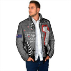 New Zealand ANZAC Day Padded Jacket 25th April Silver Fern With Poppy - Aussie Hoodie