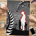 New Zealand ANZAC Day Puzzle 25th April Silver Fern With Poppy - Aussie Hoodie