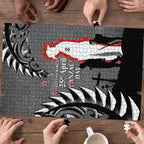 New Zealand ANZAC Day Puzzle 25th April Silver Fern With Poppy - Aussie Hoodie