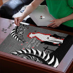 New Zealand ANZAC Day Puzzle 25th April Silver Fern With Poppy - Aussie Hoodie