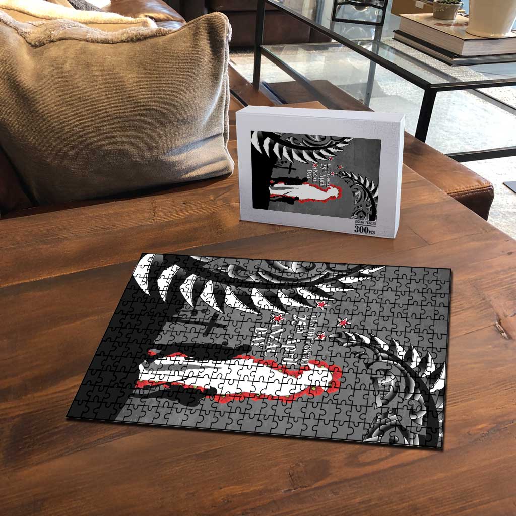New Zealand ANZAC Day Puzzle 25th April Silver Fern With Poppy - Aussie Hoodie