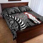 New Zealand ANZAC Day Quilt Bed Set 25th April Silver Fern With Poppy