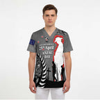 New Zealand ANZAC Day Scrub Top 25th April Silver Fern With Poppy - Aussie Hoodie