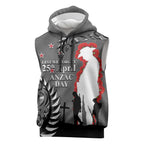 New Zealand ANZAC Day Sleeveless Hoodie 25th April Silver Fern With Poppy - Aussie Hoodie