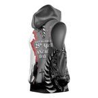 New Zealand ANZAC Day Sleeveless Hoodie 25th April Silver Fern With Poppy - Aussie Hoodie