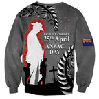 New Zealand ANZAC Day Sweatshirt 25th April Silver Fern With Poppy