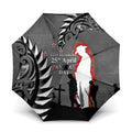 New Zealand ANZAC Day Umbrella 25th April Silver Fern With Poppy - Aussie Hoodie