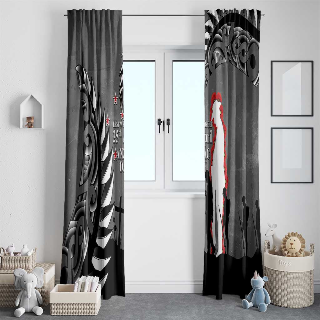 New Zealand ANZAC Day Window Curtain 25th April Silver Fern With Poppy