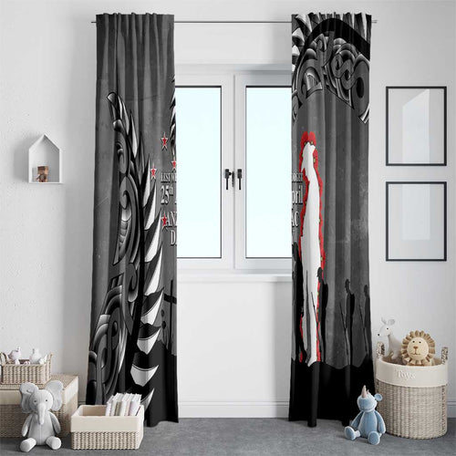 New Zealand ANZAC Day Window Curtain 25th April Silver Fern With Poppy