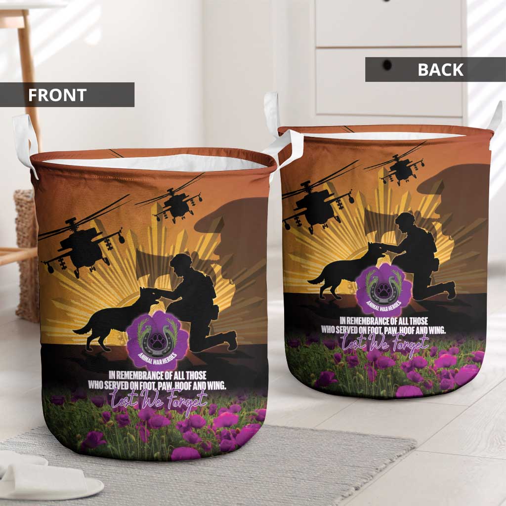 Animal War Heroes Australia ANZAC Day Laundry Basket We Will Always Remember Them