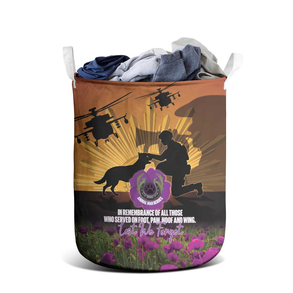 Animal War Heroes Australia ANZAC Day Laundry Basket We Will Always Remember Them