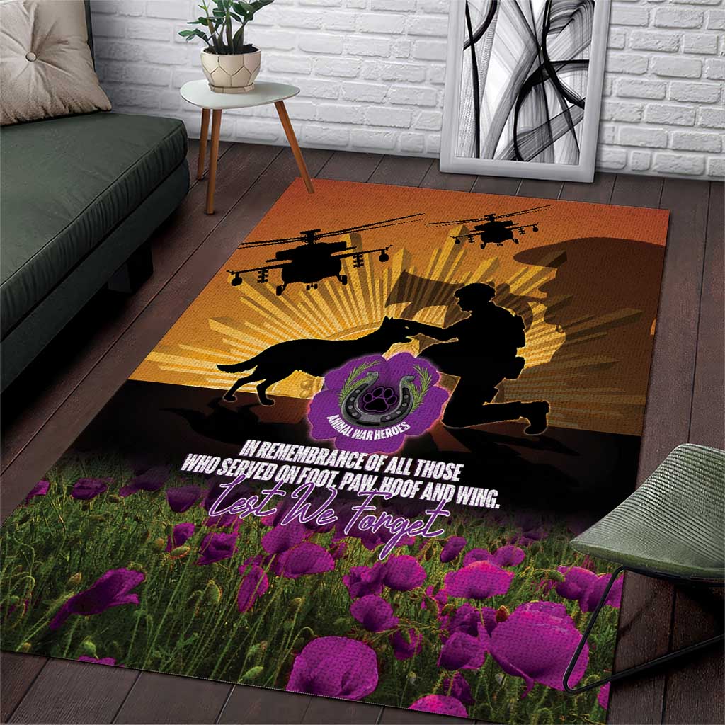 Animal War Heroes Australia ANZAC Day Area Rug We Will Always Remember Them