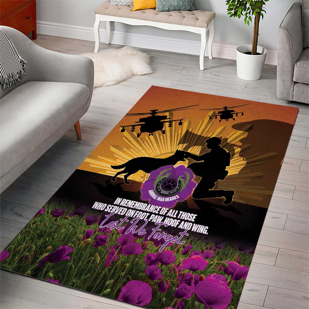 Animal War Heroes Australia ANZAC Day Area Rug We Will Always Remember Them