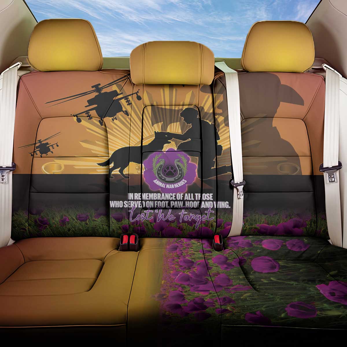 Animal War Heroes Australia ANZAC Day Back Car Seat Cover We Will Always Remember Them