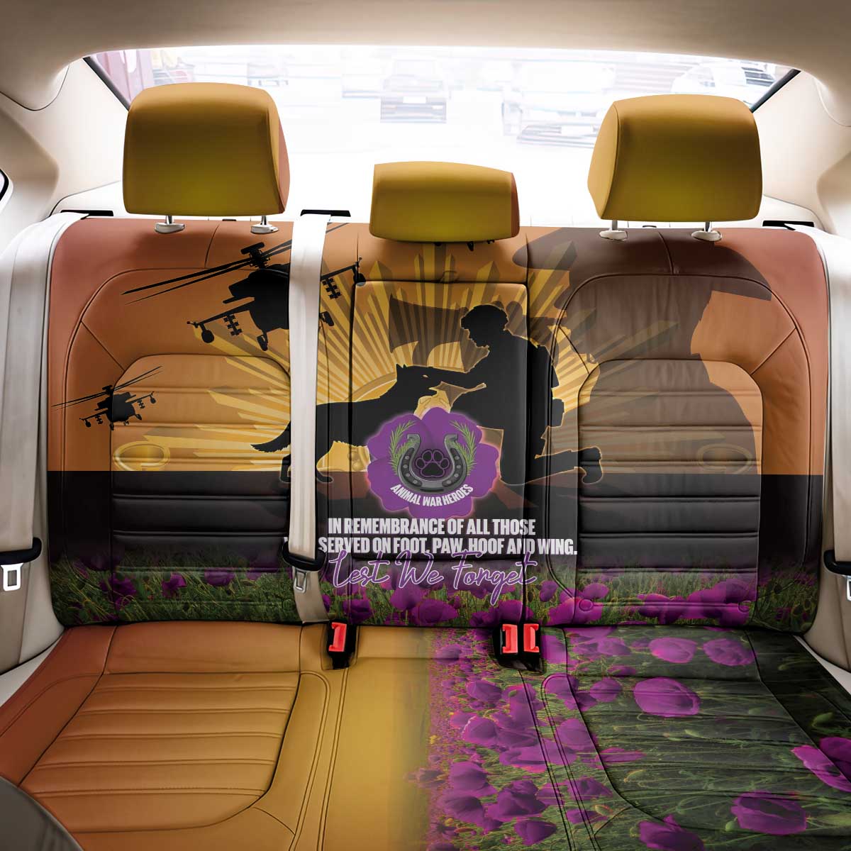 Animal War Heroes Australia ANZAC Day Back Car Seat Cover We Will Always Remember Them