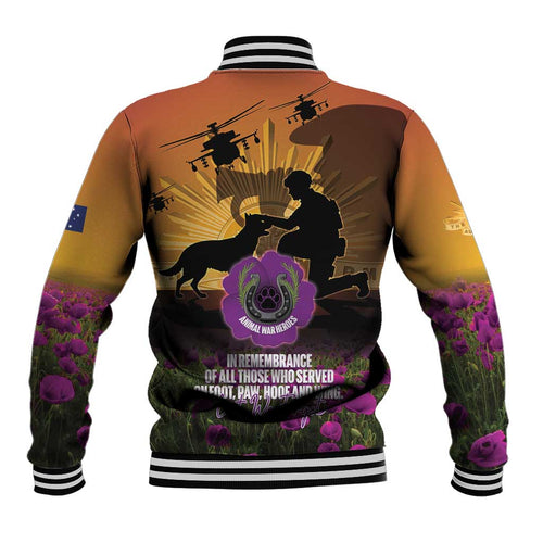 Animal War Heroes Australia ANZAC Day Baseball Jacket We Will Always Remember Them