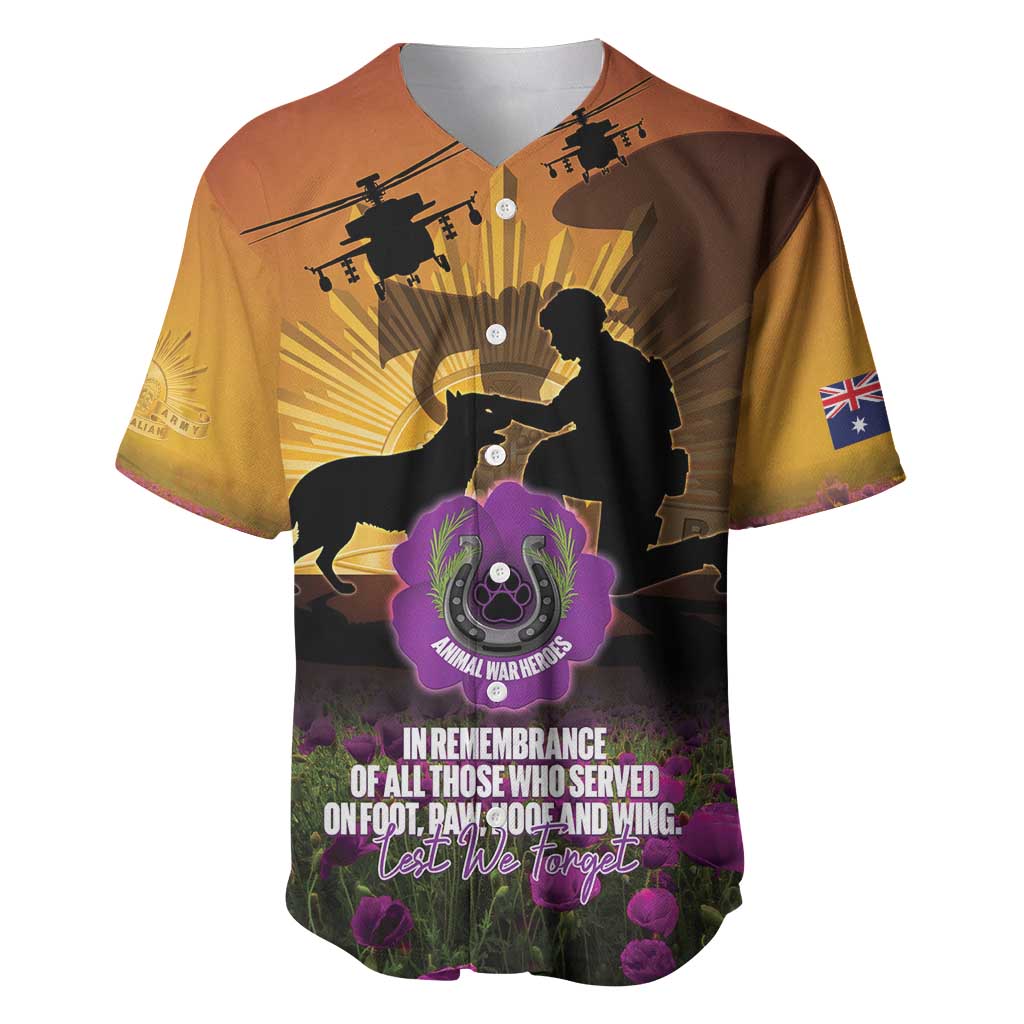 Animal War Heroes Australia ANZAC Day Baseball Jersey We Will Always Remember Them