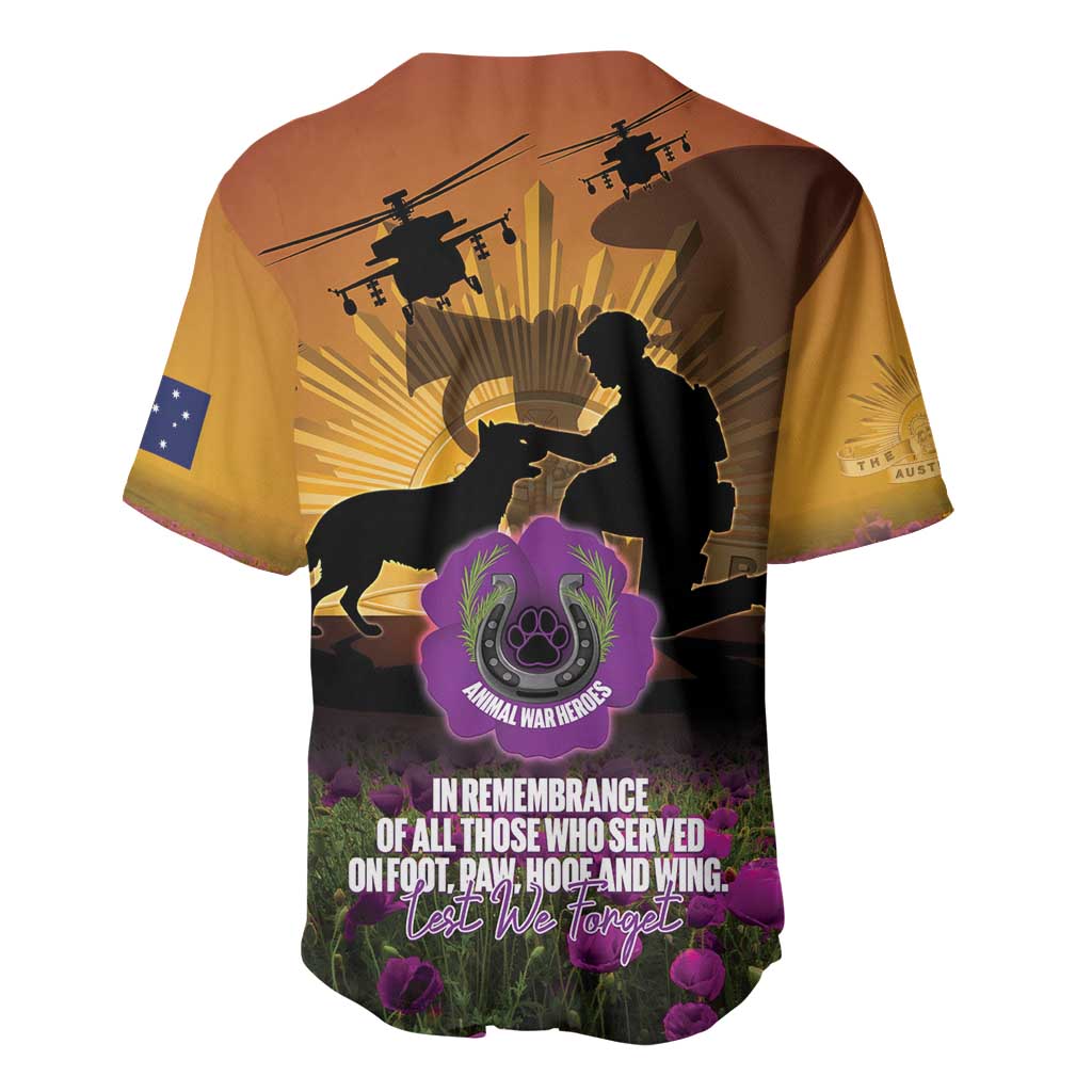 Animal War Heroes Australia ANZAC Day Baseball Jersey We Will Always Remember Them
