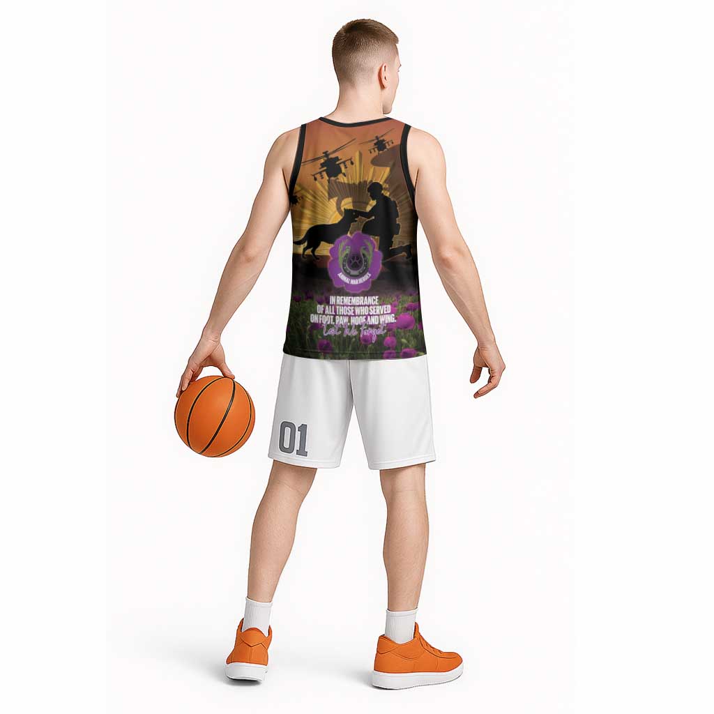 Animal War Heroes Australia ANZAC Day Basketball Jersey We Will Always Remember Them