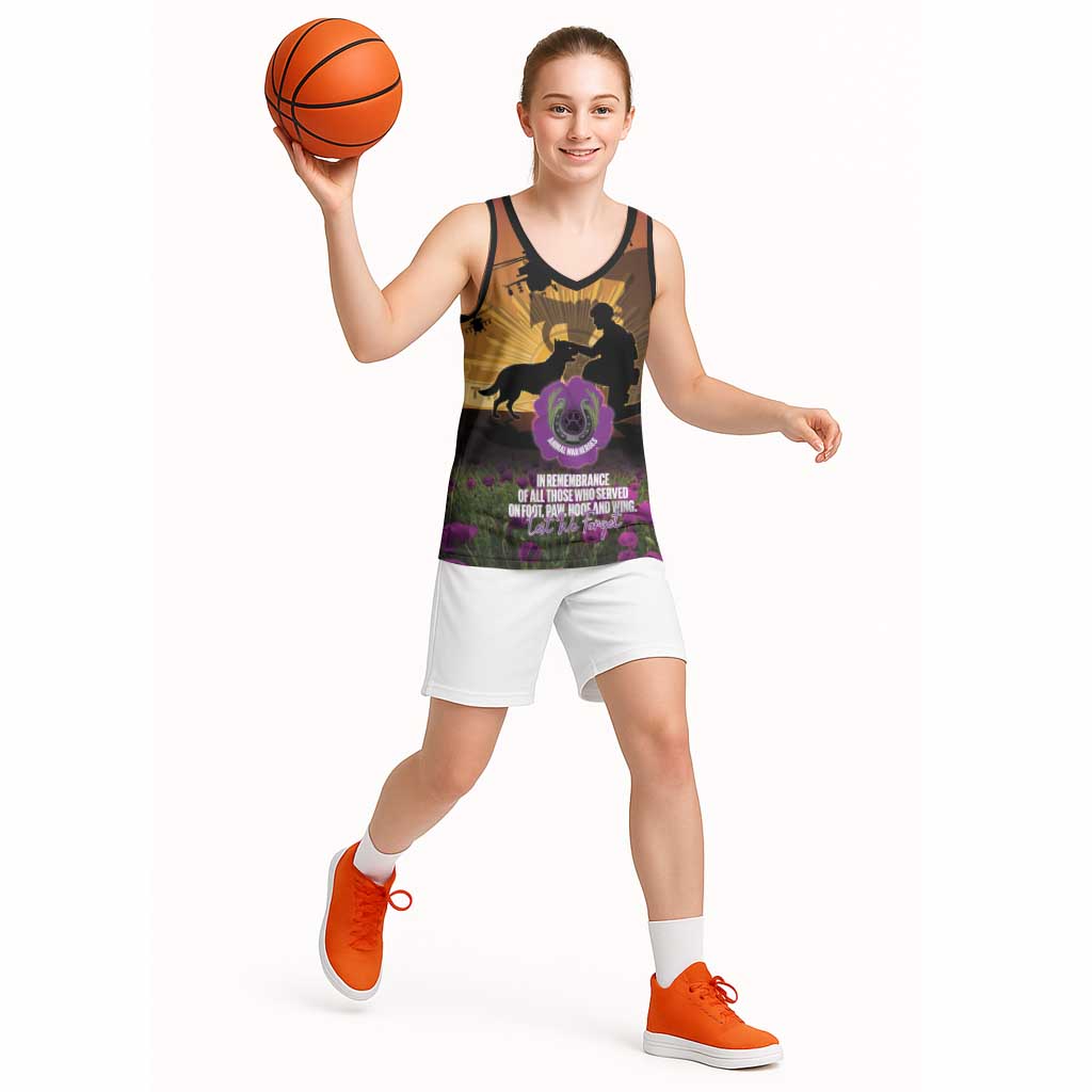 Animal War Heroes Australia ANZAC Day Basketball Jersey We Will Always Remember Them