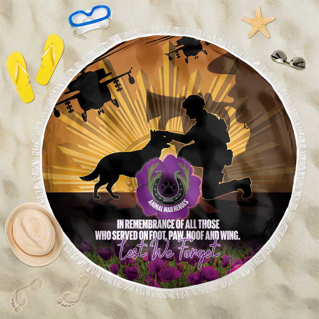 Animal War Heroes Australia ANZAC Day Beach Blanket We Will Always Remember Them