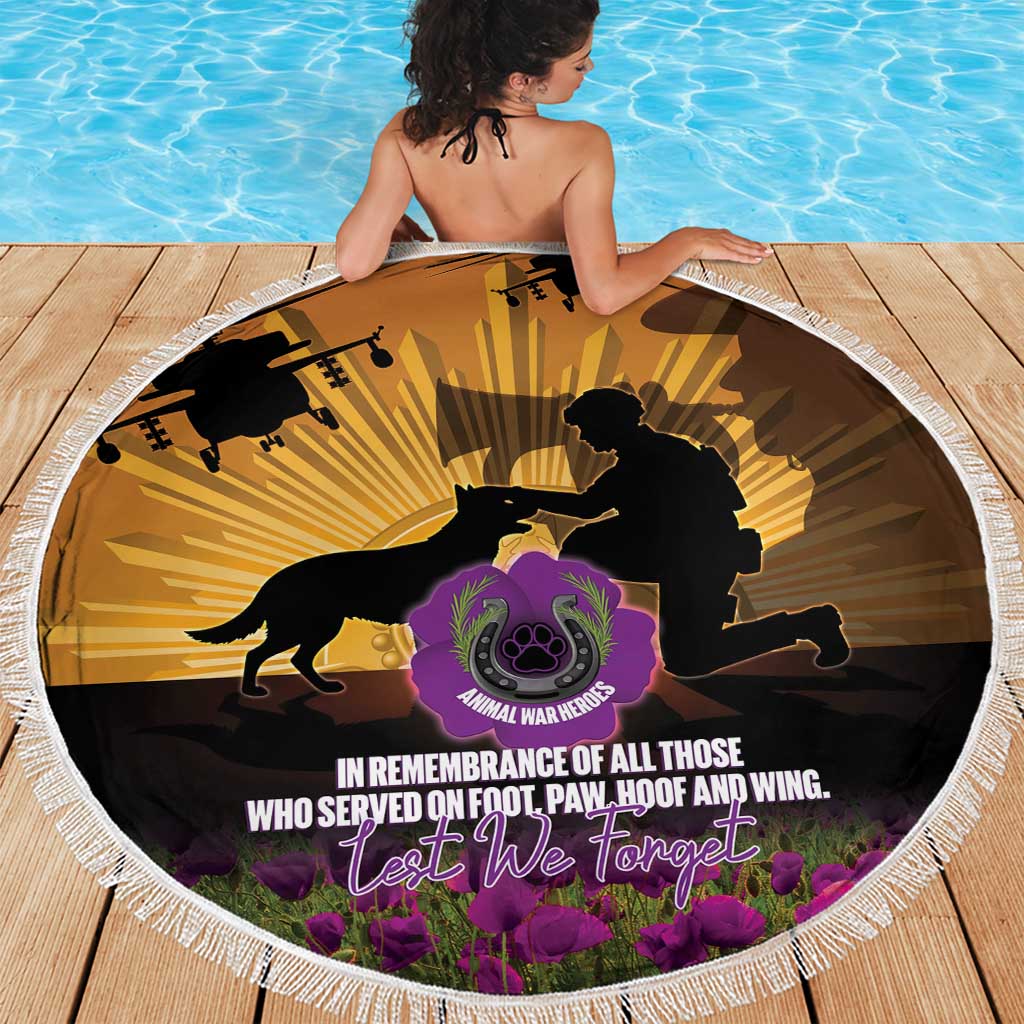 Animal War Heroes Australia ANZAC Day Beach Blanket We Will Always Remember Them