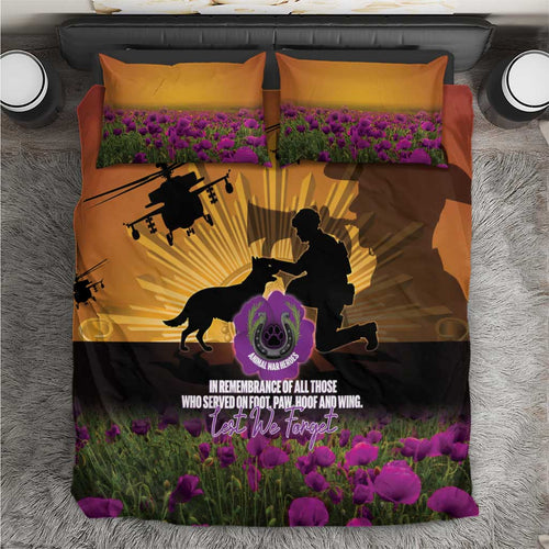 Animal War Heroes Australia ANZAC Day Bedding Set We Will Always Remember Them
