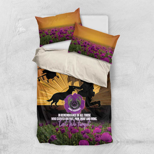 Animal War Heroes Australia ANZAC Day Bedding Set We Will Always Remember Them