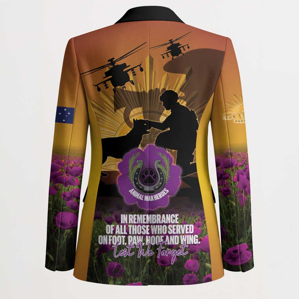Animal War Heroes Australia ANZAC Day Blazer We Will Always Remember Them