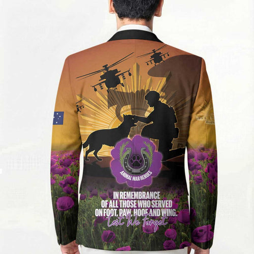 Animal War Heroes Australia ANZAC Day Blazer We Will Always Remember Them