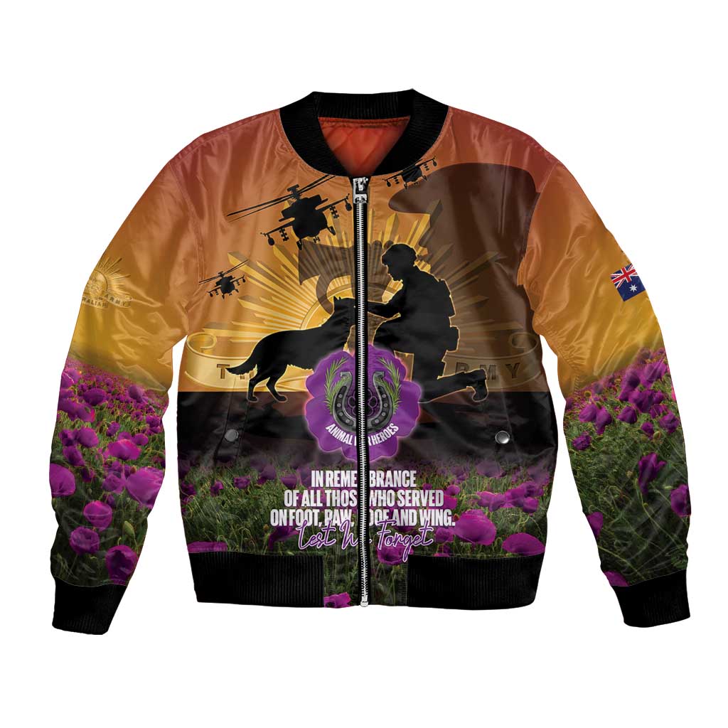 Animal War Heroes Australia ANZAC Day Bomber Jacket We Will Always Remember Them