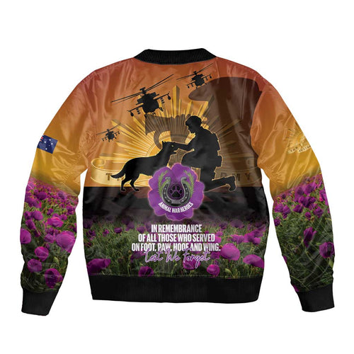 Animal War Heroes Australia ANZAC Day Bomber Jacket We Will Always Remember Them