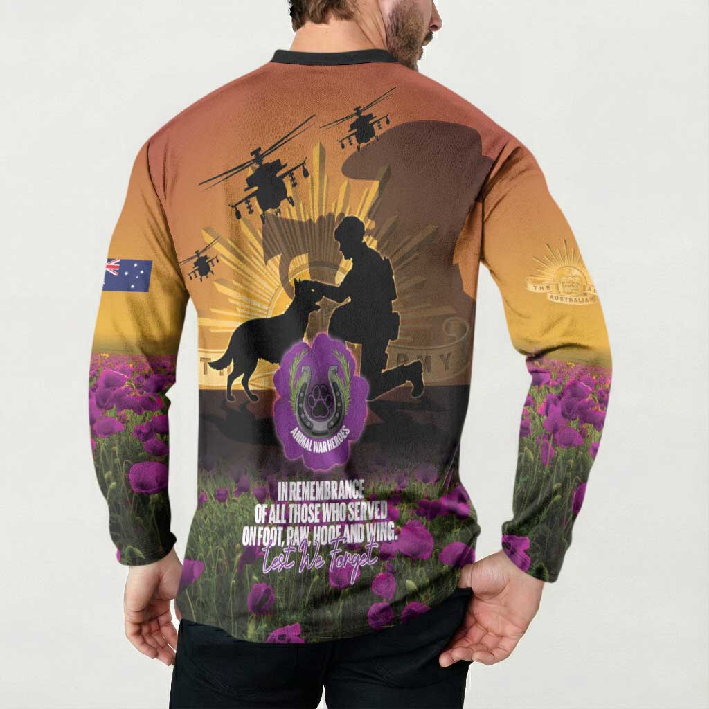 Animal War Heroes Australia ANZAC Day Button Sweatshirt We Will Always Remember Them