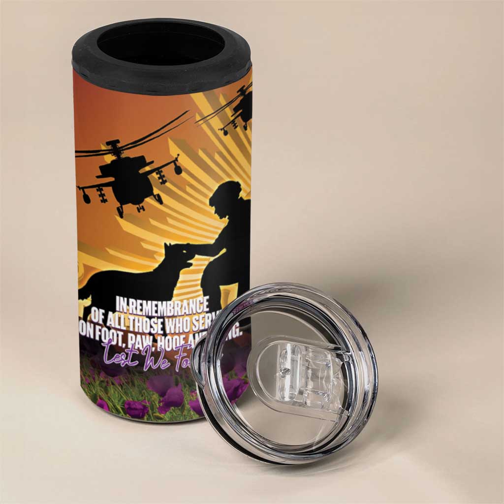 Animal War Heroes Australia ANZAC Day 4 in 1 Can Cooler Tumbler We Will Always Remember Them