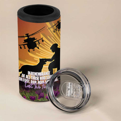 Animal War Heroes Australia ANZAC Day 4 in 1 Can Cooler Tumbler We Will Always Remember Them