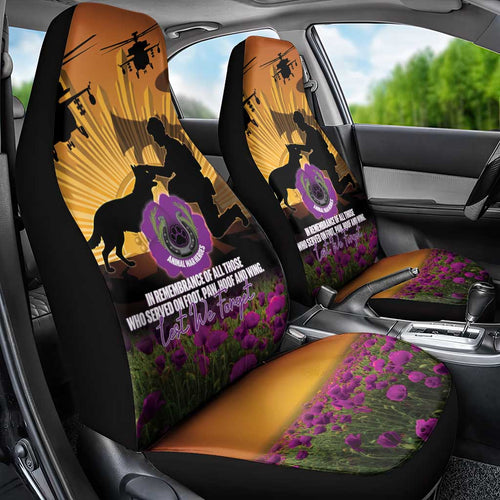 Animal War Heroes Australia ANZAC Day Car Seat Cover We Will Always Remember Them
