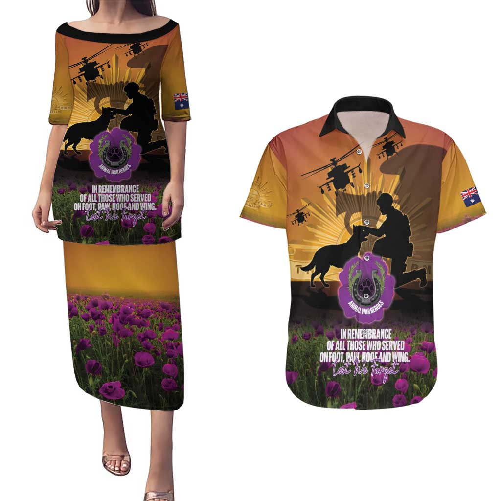 Animal War Heroes Australia ANZAC Day Couples Matching Puletasi and Hawaiian Shirt We Will Always Remember Them