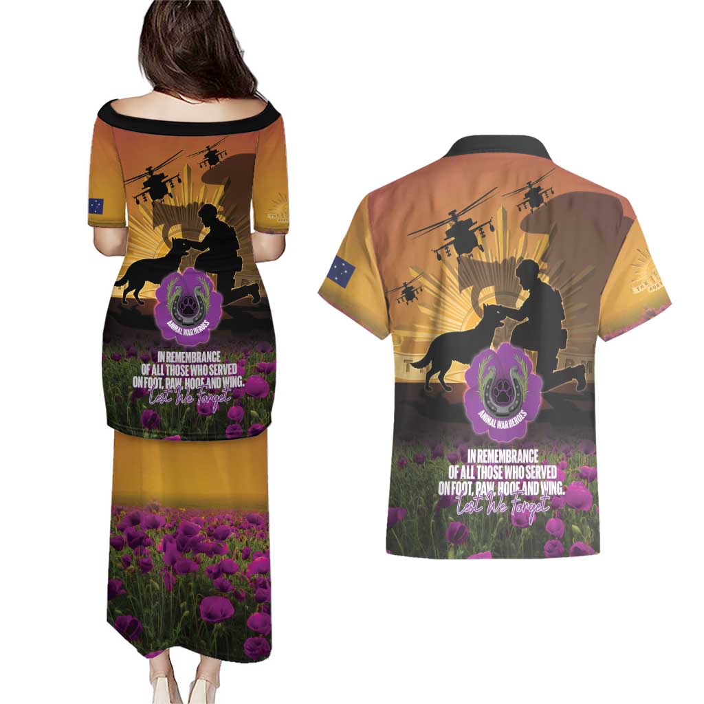 Animal War Heroes Australia ANZAC Day Couples Matching Puletasi and Hawaiian Shirt We Will Always Remember Them