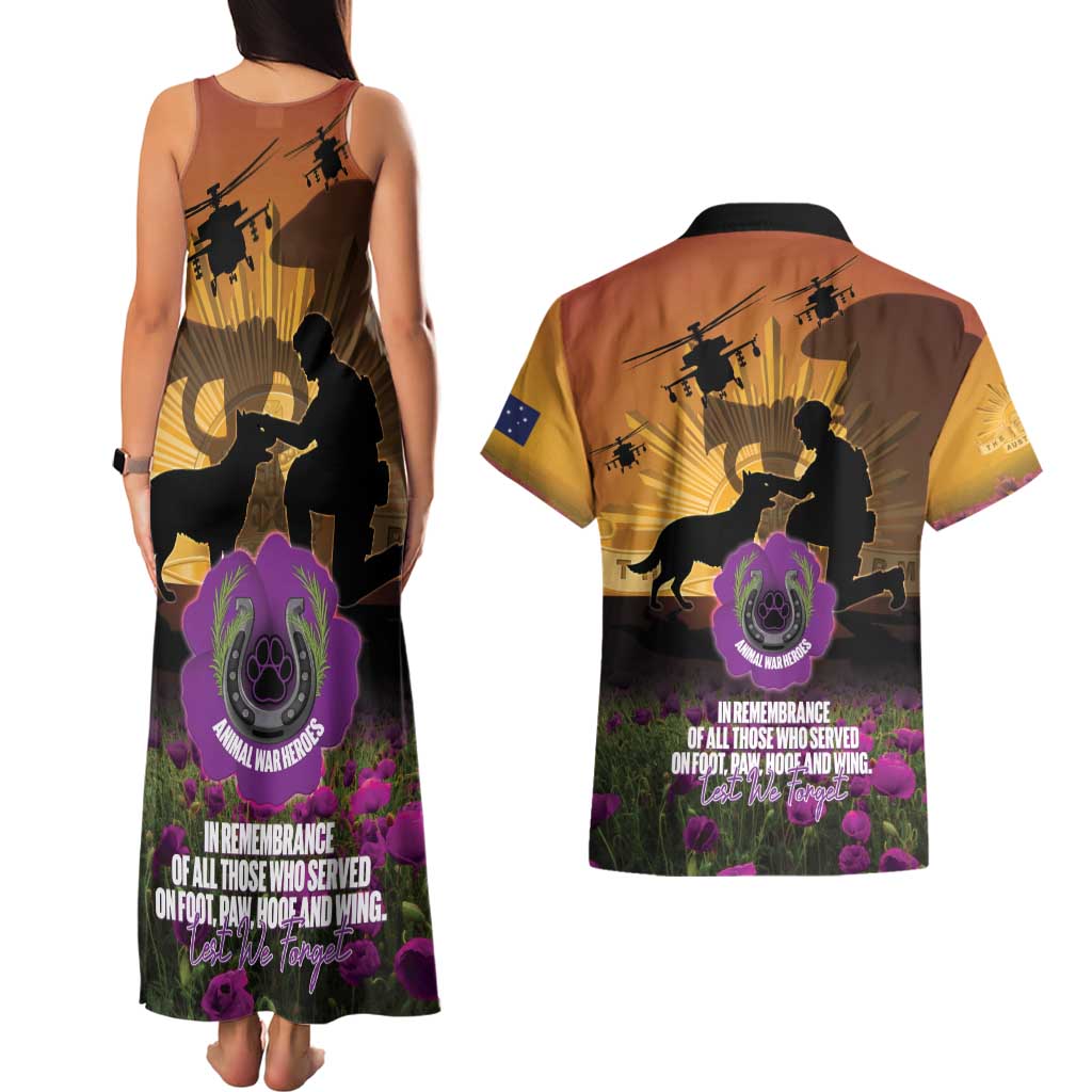 Animal War Heroes Australia ANZAC Day Couples Matching Tank Maxi Dress and Hawaiian Shirt We Will Always Remember Them