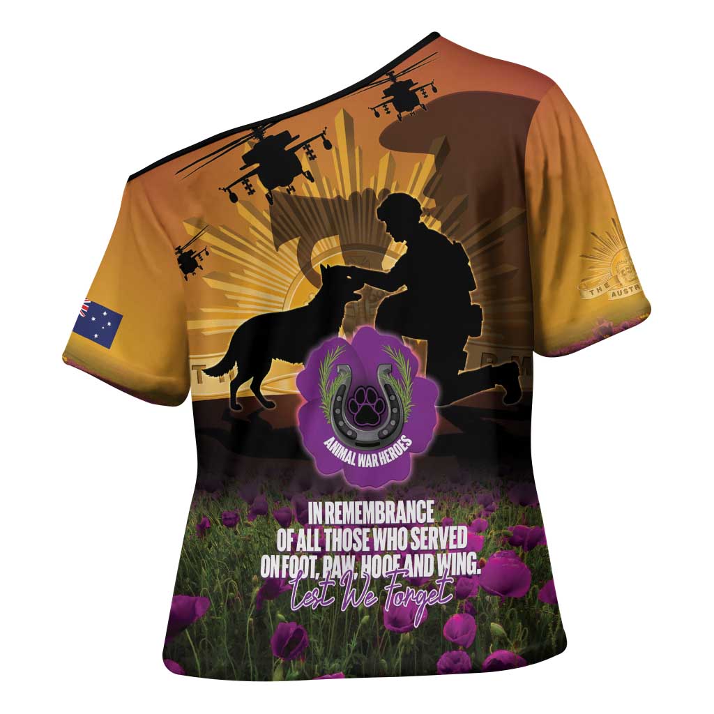 Animal War Heroes Australia ANZAC Day Cross Shoulder Shirt We Will Always Remember Them