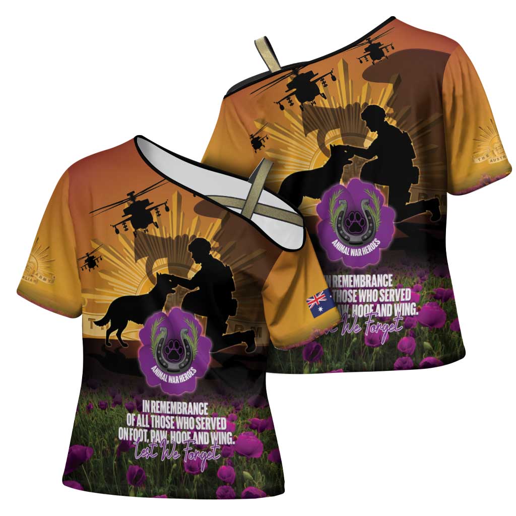Animal War Heroes Australia ANZAC Day Cross Shoulder Shirt We Will Always Remember Them