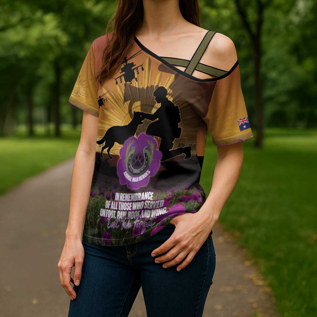 Animal War Heroes Australia ANZAC Day Cross Shoulder Shirt We Will Always Remember Them