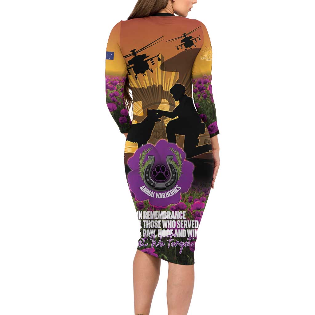 Animal War Heroes Australia ANZAC Day Family Matching Long Sleeve Bodycon Dress and Hawaiian Shirt We Will Always Remember Them